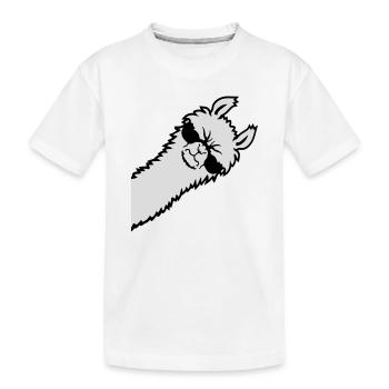 Llama en colère regard côté lunettes de soleil Cool Sour - T-shirt bio Premium Enfant - blanc - Devant