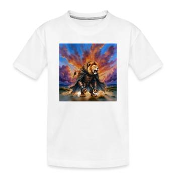 Guerrier Lion avec armure et cape - T-shirt bio Premium Enfant - blanc - Devant
