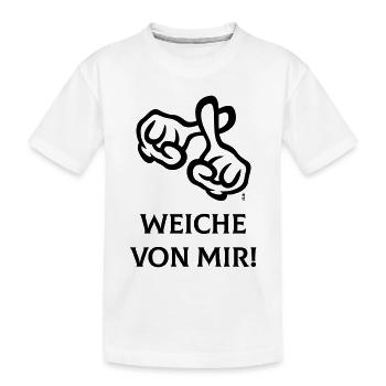 Weiche Von Mir! (Kreuz / Bibel / Religion / 1C) - Kinder Premium Bio T-Shirt - Weiß - Vorne