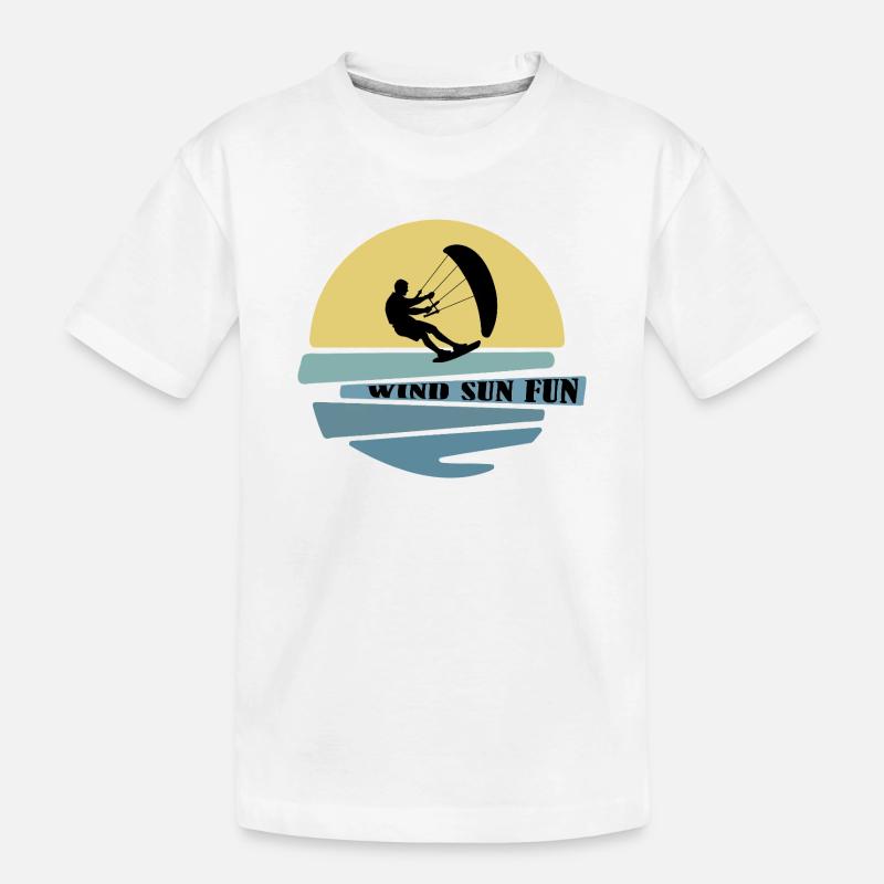 Wind Sonne Fun Kitesurfer - Kinder Premium Bio T-Shirt - Weiß