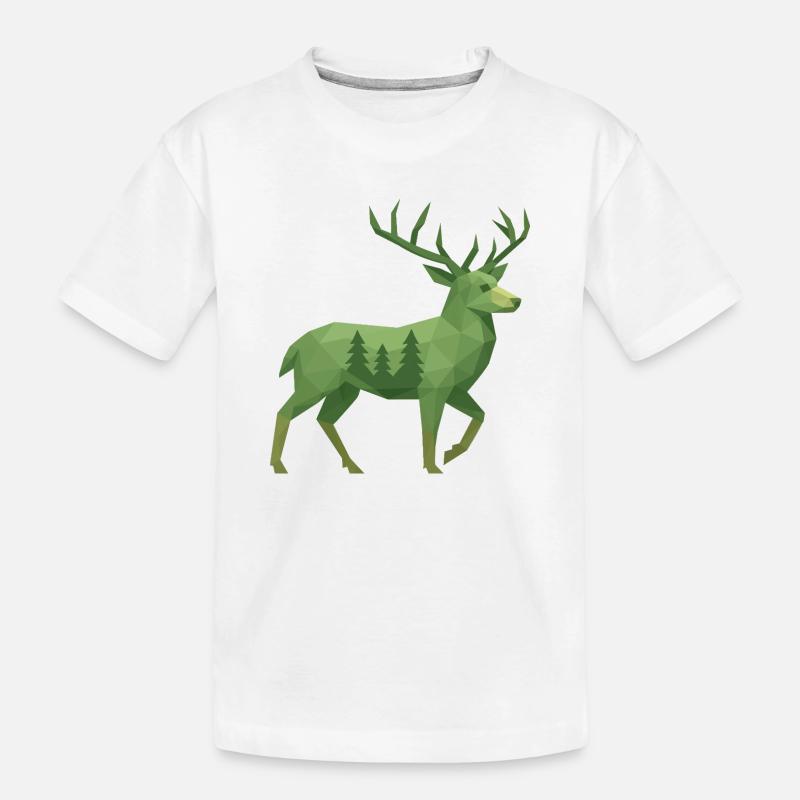 Geometrischer Hirsch - Kinder Premium Bio T-Shirt - Weiß