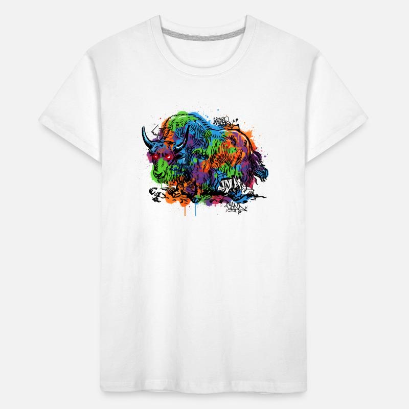 Regenbogenyak Graffiti Muster Kinder Premium Bio T-Shirt