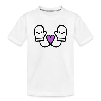 Süße Handschuhe mit Herz | Winter Liebe - Kinder Premium Bio T-Shirt - Weiß - Vorne