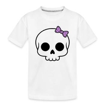Cute skull with bow | Girly Goth - Kids' Premium Organic T-Shirt - white - Front
