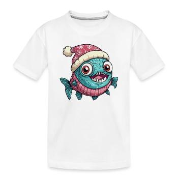 Noël de poisson piranha - T-shirt bio Premium Enfant - blanc - Devant