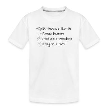 One Earth. One Humanity. One Love. - Kinder Premium Bio T-Shirt - Weiß - Vorne