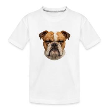 Bulldog Blick Harte Gelassenheit - Kinder Premium Bio T-Shirt - Weiß - Vorne