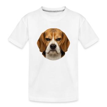 Beagle-Porträt mit ernster Mimik - Kinder Premium Bio T-Shirt - Weiß - Vorne