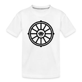 Dharma Rad mit Lotus | Buddhismus Symbol - Kinder Premium Bio T-Shirt - Weiß - Vorne