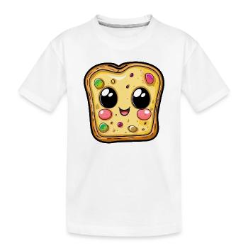 Kawaii Pizzastück Gesicht - Kinder Premium Bio T-Shirt - Weiß - Vorne