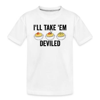 Ich nehme sie, teuflische Thanksgiving-Eier - Kinder Premium Bio T-Shirt - Weiß - Vorne
