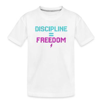 Disziplin Gleich Freiheit Pixelkunst - Kinder Premium Bio T-Shirt - Weiß - Vorne