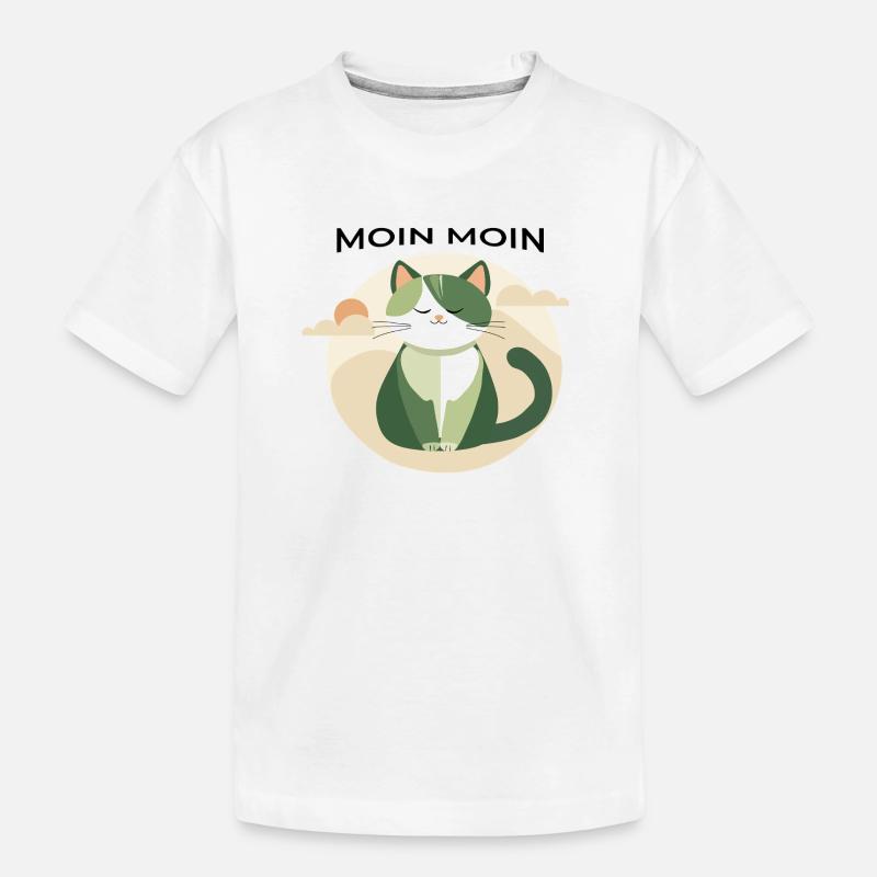 Moin moin - Katze mit Norddeutscher Begrüßung - Kinder Premium Bio T-Shirt - Weiß