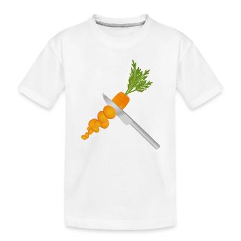 Carotte tranchée au couteau – motif de cuisine - T-shirt bio Premium Enfant - blanc - Devant