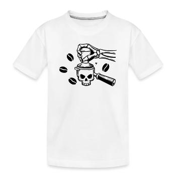 Café jusqu’à la mort : conception du crâne de barista - T-shirt bio Premium Enfant - blanc - Devant