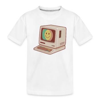 Retro Computer Smile Pastellgrün Gelb Rot - Kinder Premium Bio T-Shirt - Weiß - Vorne