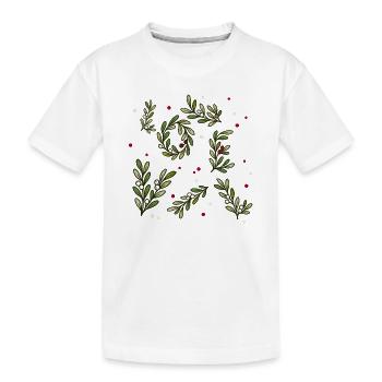 Weihnachtliches Zweigmuster mit Beeren - Kinder Premium Bio T-Shirt - Weiß - Vorne
