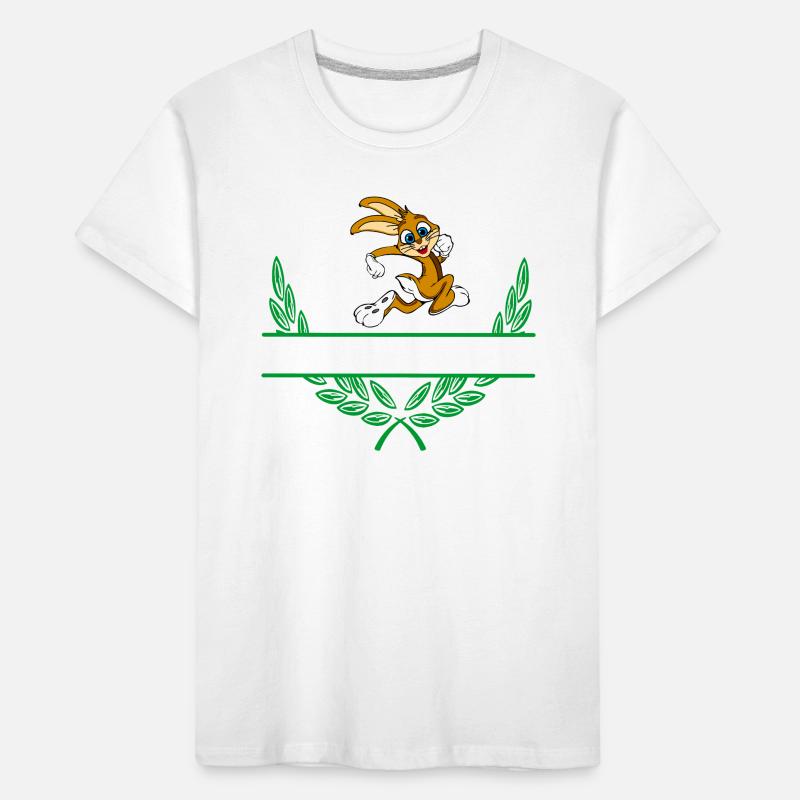 Rabbit Laurel Wreath with Namespace Kids' Premium Organic T-Shirt