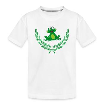 Frosch im grünen Lorbeerkranz – Herzlichen Glückwunsch - Kinder Premium Bio T-Shirt - Weiß - Vorne