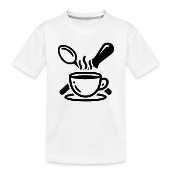 Barista Logo Siebträger Dampf Vektor - Kinder Premium Bio T-Shirt - Weiß - Vorne