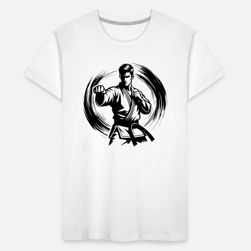 Dynamische Kampfpose Perfekte Karate Silhouette Kinder Premium Bio T-Shirt