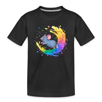 Bunte Maus im Farbwirbel - Kinder Premium Bio T-Shirt - Schwarz - Vorne