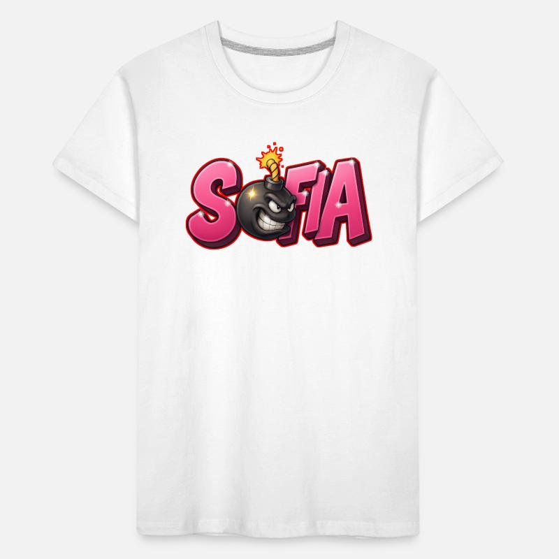 Sofia Graffiti Name Bomb Graffité 3D Kinder Premium Bio T-Shirt
