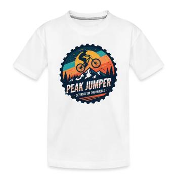 Peak Jumper Mountain Bike Badge - Kids' Premium Organic T-Shirt - white - Front