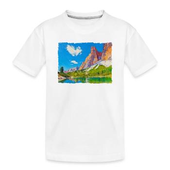 Lac dans les Dolomites avec effet peinture - T-shirt bio Premium Enfant - blanc - Devant