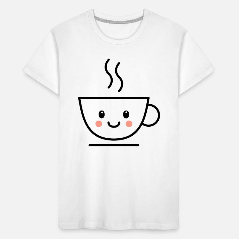 Kaffee, Tee oder Kakao Tasse mit kawaii Gesicht Kinder Premium Bio T-Shirt