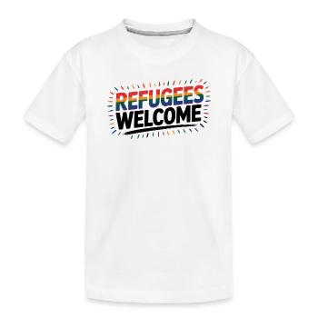 Refugees Welcome - Cool Pride Logo - Kids' Premium Organic T-Shirt - white - Front