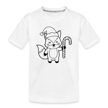 Renard de Noël avec illustration de canne d’orge - T-shirt bio Premium Enfant - blanc - Devant