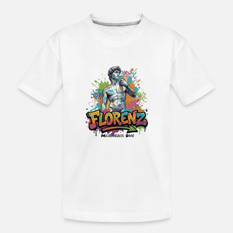 David – Strength in Stone - Vibrant Graffiti Design - T-shirt bio Premium Enfant - blanc