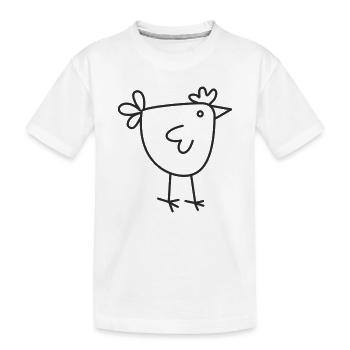 Huhn in Strichzeichnung - Kinder Premium Bio T-Shirt - Weiß - Vorne