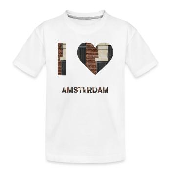 T-shirt emblème cœur en brique d’Amsterdam - T-shirt bio Premium Enfant - blanc - Devant