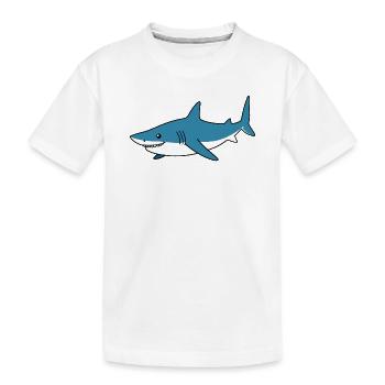 Blauer Cartoonhai – Küstenfreund - Kinder Premium Bio T-Shirt - Weiß - Vorne