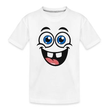 Visage de dessin animé coquin – Un œil et langue dehors - T-shirt bio Premium Enfant - blanc - Devant