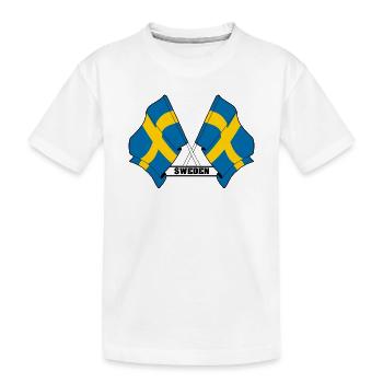 Schwedische Flagge - Kinder Premium Bio T-Shirt - Weiß - Vorne