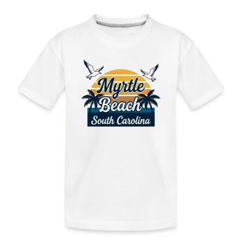 Myrtle Beach, South Carolina Retro-Sonnenuntergangsurlaub - Kinder Premium Bio T-Shirt - Weiß - Vorne