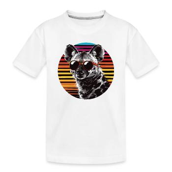 Chien aux lunettes de soleil en néon rétro - T-shirt bio Premium Enfant - blanc - Devant