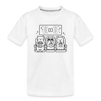 Katzen Kino Line Art - Kinder Premium Bio T-Shirt - Weiß - Vorne