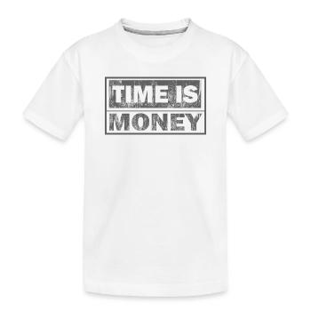 Zeit ist Geld: Text mit zwei Zeilen - Kinder Premium Bio T-Shirt - Weiß - Vorne