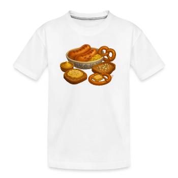 Sausage plate - Kids' Premium Organic T-Shirt - white - Front