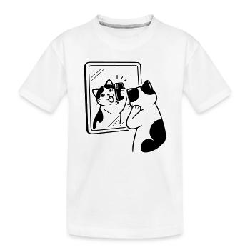 Katze Spiegel Selfie - Kinder Premium Bio T-Shirt - Weiß - Vorne