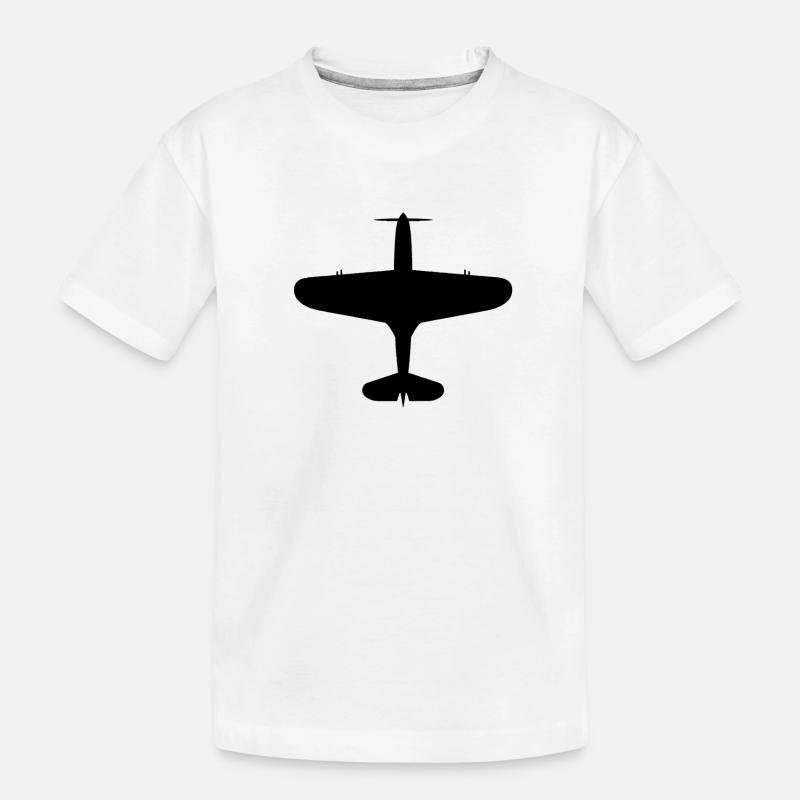 Top-Down Flugzeug Silhouette - Kinder Premium Bio T-Shirt - Weiß