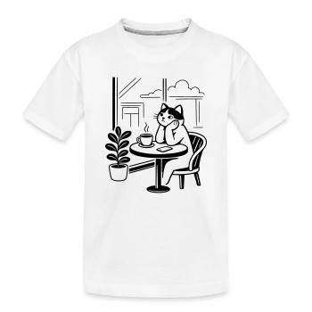 Thoughtful Cat Cafe - Kids' Premium Organic T-Shirt - white - Front