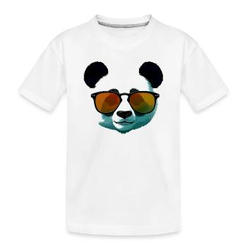 Panda mit Sonnenbrille Farbverlauf - Kinder Premium Bio T-Shirt - Weiß - Vorne