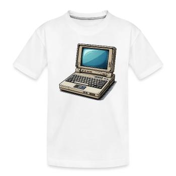 Laptop Retro Computer Vintage Style Illustration - Kids' Premium Organic T-Shirt - white - Front