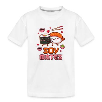 Soy Mates Valentine - Funny Sushi Humor - Kids' Premium Organic T-Shirt - white - Front