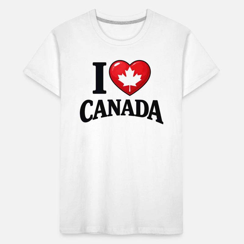 I Love Canada – Maple Leaf Message Kids' Premium Organic T-Shirt